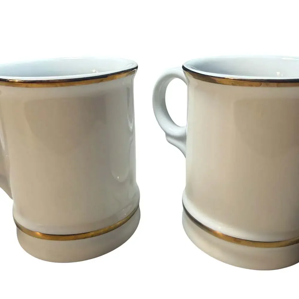 Williams Sonoma Initial Monogram Gold Trim Coffee Mugs Letters K and L Set of 2
